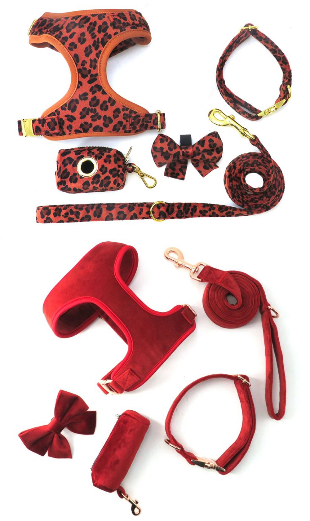 Easy step-in velvet dog harness design for small dogs and puppies