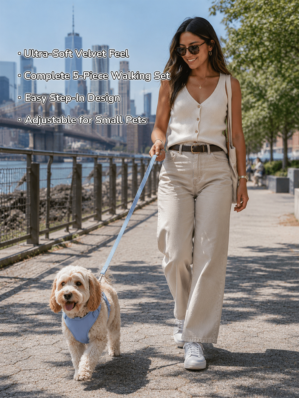 Wholesale velvet dog harness walking set product presentation