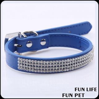 Rhinestone PU leather collar for pet Fashion shiny crystal dog collar
