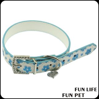 fashionable PU leather dog collar and leash set for pet flower collar
