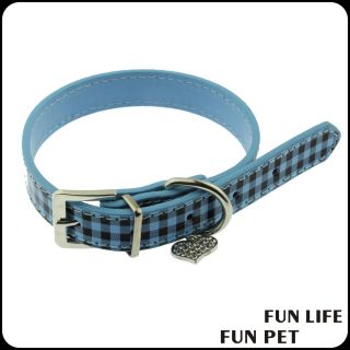 PU leather dog collar for pet with crystal heart pendant on dog collar