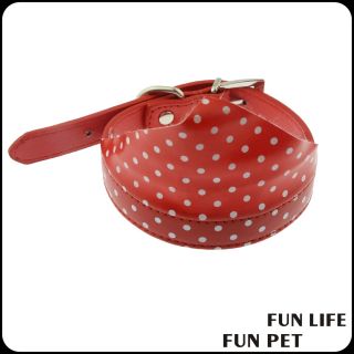 Red PU leather with cotton triangle towel dog collar for pet