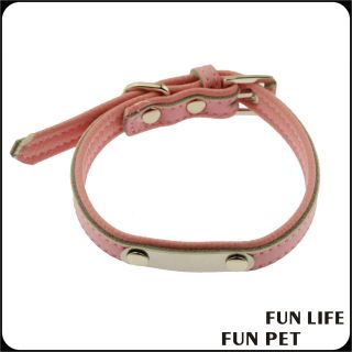 Pink PU leather dog collar for pet small big size dog cat collar 