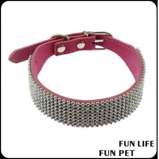 Full Rhinestone leather collar for dog crystal pet collar for walking