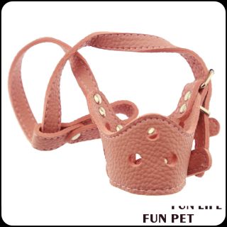 Pink adjustable leather dog muzzle soft pet muzzle anti bite barking