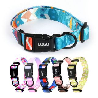 Customizable Pet Collar with Epoxy Dome Logo & Adjustable Buckle Durable Personalized Design